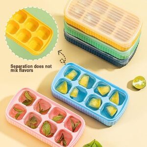 Small Ice Cube Silicone Trays with Lids, Mini Ice Cube Trays for Freezer 3 Pack, Tiny Ice Cubes Tray with Cover, Silicone Bottom PP Lid BPA Free, Easy-Release Reusable