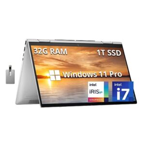 hp envy x360 2-in-1 15.6” fhd touchscreen laptop, intel core i7-1260p, 32gb ram, 1tb ssd, backlit kb, hd webcam, intel iris xe graphics, wi-fi, bluetooth, win 11 pro, silver, 32gb usb card