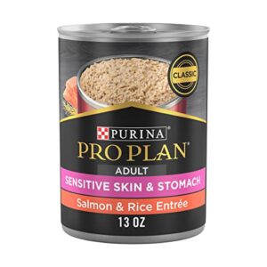 purina pro plan sensitive skin and stomach wet dog food pate salmon and rice entree - (12) 13 oz. cans