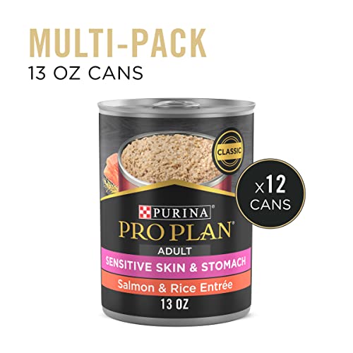 Purina Pro Plan Sensitive Skin and Stomach Wet Dog Food Pate Salmon and Rice Entree - (12) 13 oz. Cans