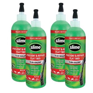 slime 10056w-4pk bike tube puncture repair sealant, prevent and repair, suitable for all bicycles, non-toxic, eco-friendly, 4 x 16oz bottle