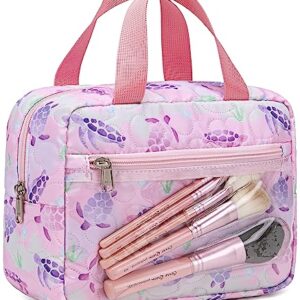 CAMTOP Makeup Bag Women Girls Cute Quilted Cosmetic Bags Travel Toiletry Purse Zipper Pouch(Pink Heart Quilted)