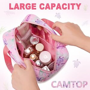 CAMTOP Makeup Bag Women Girls Cute Quilted Cosmetic Bags Travel Toiletry Purse Zipper Pouch(Pink Heart Quilted)