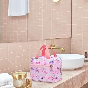 CAMTOP Makeup Bag Women Girls Cute Quilted Cosmetic Bags Travel Toiletry Purse Zipper Pouch(Pink Heart Quilted)