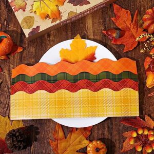 AnyDesign 79 FT Fall Autumn Plaid Bulletin Board Borders Self- Adhesive Orange Green Yellow Red Plaid Border Trim Thanksgiving Bulletin Board Decal Sticker for School Classroom Wall Whiteboard Decor