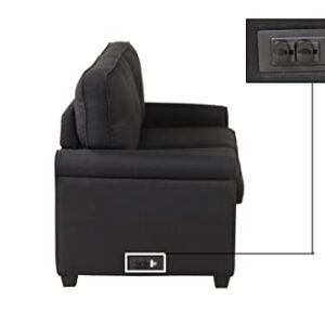 JUBILOOM Pull Out Sofa Couch, Folding Futon Sleeper Bed with 2 USB Ports, Convertible Twin Loveseat Furniture for Compact Small Space, Dorm, Living Room Apartment, Office (Black)