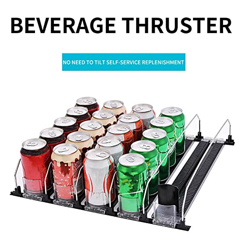 Adjustable Beverage Dispenser for Refrigerator - Spring-Loaded Can Pusher, Space Saving Soda Can Organizer, Refrigerator Drink Holder with Auto-Slide Function - 12-inch Can Dispenser (300-310MM)