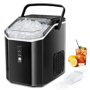 xbeauty nugget ice maker countertop with handle up to 35lbs of ice a day,self-cleaning nugget ice maker,removable ice basket&scoop for home/kitchen/office/party