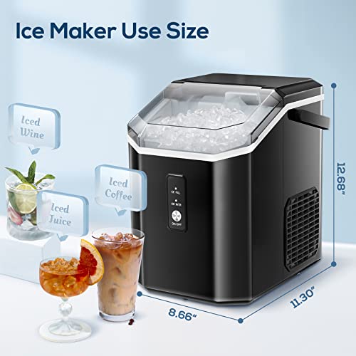 Xbeauty Nugget Ice Maker Countertop with Handle Up to 35lbs of Ice a Day,Self-Cleaning Nugget Ice Maker,Removable Ice Basket&Scoop for Home/Kitchen/Office/Party