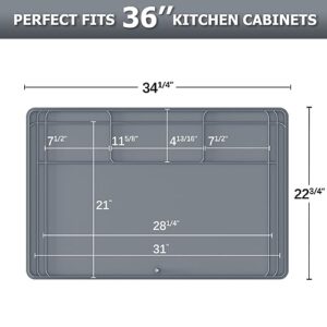 Under Sink Mat for Kitchen Waterproof - 34" x 22" Cuttable Under Sink Liner with Drain Hole - Under the Sink Mats Protector for Kitchen & Bathroom Cabinet - Silicone Under Sink Drip Tray Easy to Clean