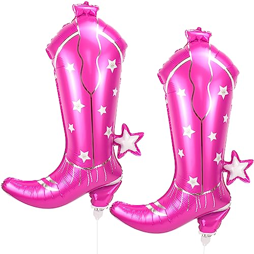 Cowgirl Boot Balloons 2 Pcs,Western Cowgirl Party Decorations,34Inches Pink Cowgirl Boots Foil Balloon For Last Rodeo Party,Disco Cowgirl Birthday Decorations & Country Party Supplies