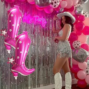 Cowgirl Boot Balloons 2 Pcs,Western Cowgirl Party Decorations,34Inches Pink Cowgirl Boots Foil Balloon For Last Rodeo Party,Disco Cowgirl Birthday Decorations & Country Party Supplies