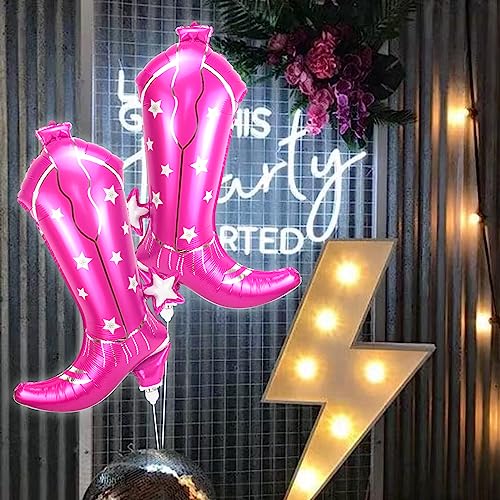 Cowgirl Boot Balloons 2 Pcs,Western Cowgirl Party Decorations,34Inches Pink Cowgirl Boots Foil Balloon For Last Rodeo Party,Disco Cowgirl Birthday Decorations & Country Party Supplies