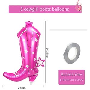 Cowgirl Boot Balloons 2 Pcs,Western Cowgirl Party Decorations,34Inches Pink Cowgirl Boots Foil Balloon For Last Rodeo Party,Disco Cowgirl Birthday Decorations & Country Party Supplies