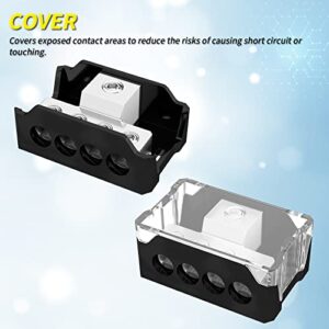 Joinfworld 4 Way Power Distribution Block Car Audio 0/2/4 Gauge Input 4/8/10 Gauge Output Amp Ground Distribution Block Splitter - 2pcs