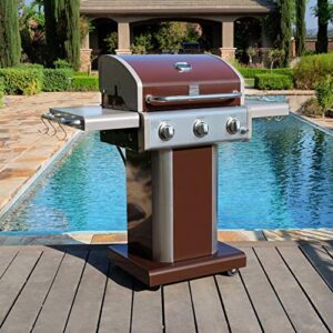 Kenmore 3-Burner Outdoor BBQ Grill | Liquid Propane Barbecue Gas Grill, PG-A4030400LD-MO, Pedestal Grill & Grill Cover for Outdoor Grill, 56 Inch, Waterproof, Weather- UV- and Fade-Resistant