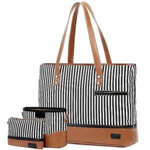 handbags for women 3pcs purses satchel shoulder bags crossbody canvas tote bags purse set stripes style