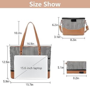 Handbags for Women 3Pcs Purses Satchel Shoulder Bags Crossbody Canvas Tote Bags Purse Set Stripes Style