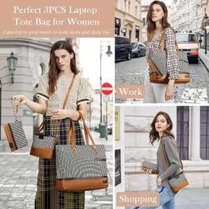 Handbags for Women 3Pcs Purses Satchel Shoulder Bags Crossbody Canvas Tote Bags Purse Set Stripes Style