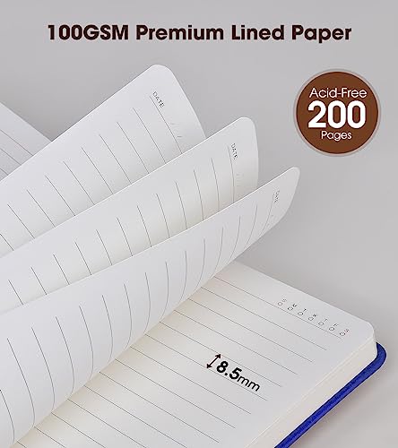 vfaejll A5 Lined Leather Journal Notebook for Men Women,5.9 X 8.4 Personalized Hardcover Journal with Pen,200 Pages 100 Gsm Thick Ruled Paper Daily Diary for School,Travel,Business,Work,Home,Writing