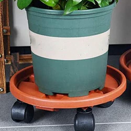 AIJUZIJIE Plant Pallet Caddy Flower Pot Stand Rolling Tray Round with Universal Wheels Style4 Flower Pot Tray