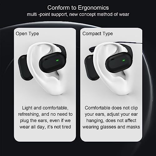 CHUYI Single Open Ear Air Conduction Headphones [Only Right Ear], Ultra-Light Wireless Bluetooth 5.2 Noise Cancelling Earphone with Earhooks, Sports Business Headset with 16hrs Play Time (White)