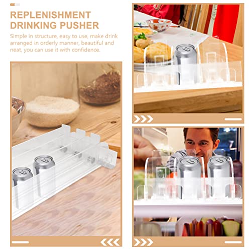 Cabilock Water Bottles 3pcs Plastic Pusher Tray Rack Automatic Vending Machine Sliding Organizer Glide Pull Out Cabinet Shelf Kitchen Drink Storage Holder for Drink Cosmetics Beverages