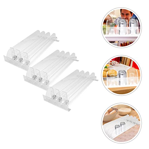 Cabilock Water Bottles 3pcs Plastic Pusher Tray Rack Automatic Vending Machine Sliding Organizer Glide Pull Out Cabinet Shelf Kitchen Drink Storage Holder for Drink Cosmetics Beverages