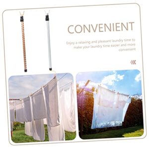 BESPORTBLE 2pcs Retractable Clothesline Outdoor Stainless Steel Toilet Paper Holder Adjustable Hitch Closet Clothes Pole Clothes Reaching Rods Reach Pole Hook Clothes Fork Rod Extender