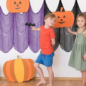 Halatool 12 Pack Halloween Creepy Cloth - 30 x 90 Inch Creepy and Spooky Halloween Decorations for Halloween Party Supplies Outdoor Yard Home Wall Decor（3 Black, 3 White, 3 Purple, 3 Orange）