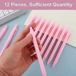 Bewudy Pastel Gel Ink Pens, 12 Pcs 0.5mm Aesthetic Gel Pens Fine Point Retractable Gel Pens Cute Ball Point Pen Black Ink Writing Pens Rollerball Pens School Gift Supplies (Pink)