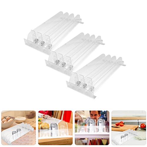 Alipis 1 set shelf pusher beverage pusher glide spring loaded can organizer plastic storage bins for shelves self-pushing drink holder pusher machine soda rack handle 35c drinks white