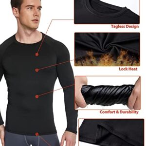 TELALEO 5 Pack Men's Thermal Compression Shirt Long Sleeve Athletic Base Layer Top Winter Cold Gear Workout Running Hunting 2XL