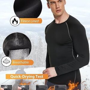 TELALEO 5 Pack Men's Thermal Compression Shirt Long Sleeve Athletic Base Layer Top Winter Cold Gear Workout Running Hunting 2XL