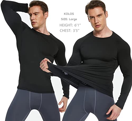 TELALEO 5 Pack Men's Thermal Compression Shirt Long Sleeve Athletic Base Layer Top Winter Cold Gear Workout Running Hunting 2XL