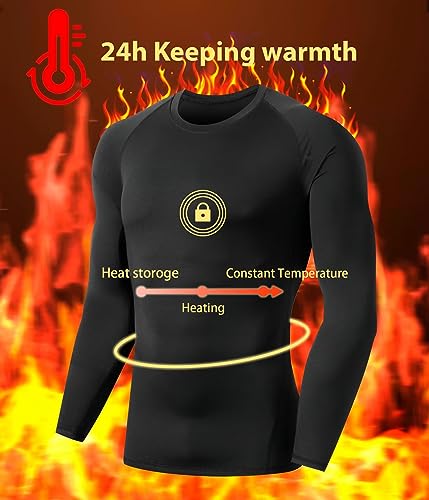 TELALEO 5 Pack Men's Thermal Compression Shirt Long Sleeve Athletic Base Layer Top Winter Cold Gear Workout Running Hunting 2XL