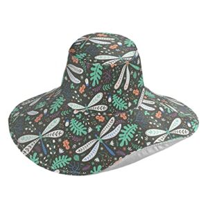 kigai acorns and dragonflies sun hat wide brim floppy beach hats for women uv protection hat with chain strap for outdoor summer camping hiking