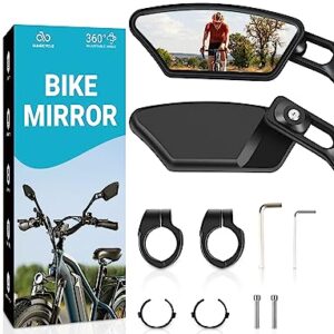 MAGICYCLE 2023 New 360 degree retractable Bike Mirrors 1 Pair Handlebar Rear View Mirror E-Bike Mirrors Adjustable Rotatable Safe Wide Angle HD Glass Bicycle Mirrors for Handlebars