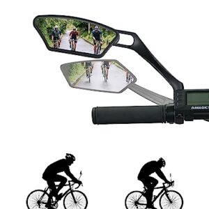 MAGICYCLE 2023 New 360 degree retractable Bike Mirrors 1 Pair Handlebar Rear View Mirror E-Bike Mirrors Adjustable Rotatable Safe Wide Angle HD Glass Bicycle Mirrors for Handlebars