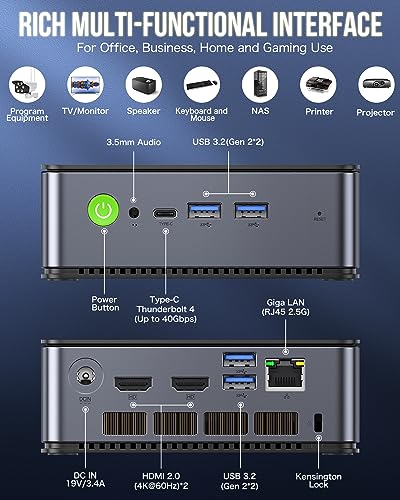 GMKtec Gaming Mini PC Windows 11 Pro AMD Ryzen 7 7735HS Mini Computer up to 4.75GHz 32GB DDR5 RAM 1TB Hard Drive PCIe SSD AMD Radeon 680M, 2 x HDMI, 1x USB4, 4X USB Ports, WiFi 6, BT5.2 Nucbox K2