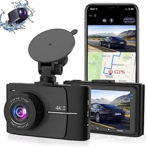 dash cam front and rear 4k dash cam dash camera for cars front 4k/2k rear 1080p built-in gps with wifi 3" ips display wdr parking mode, g-sensor, loop recording, night vision, support 128gb max