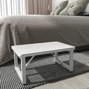 SZLHANJZ Step Stool, Wooden & Metal Foot Stool, Small Step Stool for Adults Kids, One Step Stool for Bedside and Closet, Heavy Duty 500-LBS Load Step for Living Room, Bedroom, White