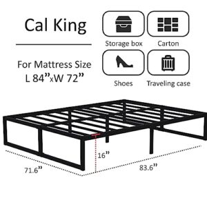 Lutown-Teen 16 Inch California King Bed Frames No Box Spring Needed Heavy Duty Metal Cal King Platform for Mattress Foundation, Noise Free, Easy Assembly, Black