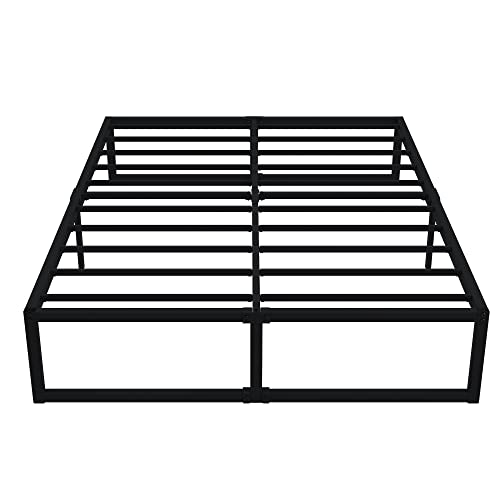 Lutown-Teen 16 Inch Bed Frame Queen Size Heavy Duty Steel Slat Support Metal Platform Queen Bed Frame No Box Spring Needed, Easy Assembly, Black