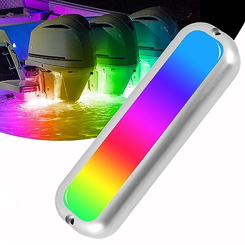 HUSUKU RS10 RGB 6000LM Underwater Marine Light for Boat, 7 Inch, 72LED DC 12V, All-metal body, IP68, Color Change LED Boat Light for Yacht Boat Transom Fishing Dock Pontoon