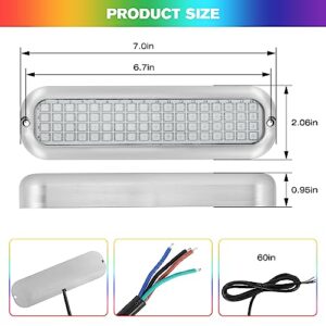 HUSUKU RS10 RGB 6000LM Underwater Marine Light for Boat, 7 Inch, 72LED DC 12V, All-metal body, IP68, Color Change LED Boat Light for Yacht Boat Transom Fishing Dock Pontoon