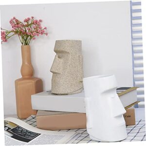 Operitacx Stone Pencil Holder Multifunctional Storage Box Eye Glasses Storage Organizer Pencil Organizer Case Easter Island Stone Pen Holder Desk Pen Organizers Desktop Storage Holder White