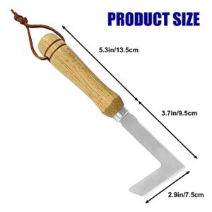 HYPGARD Crack Weeder Crevice Weeding Tool L-Shaped Puller Spatula 9" Stainless Steel Manual Weeder Wood Handle Weeding Sickle Grass Cutter Knife Lawn Yard Patio Sidewalk Gardening Tool