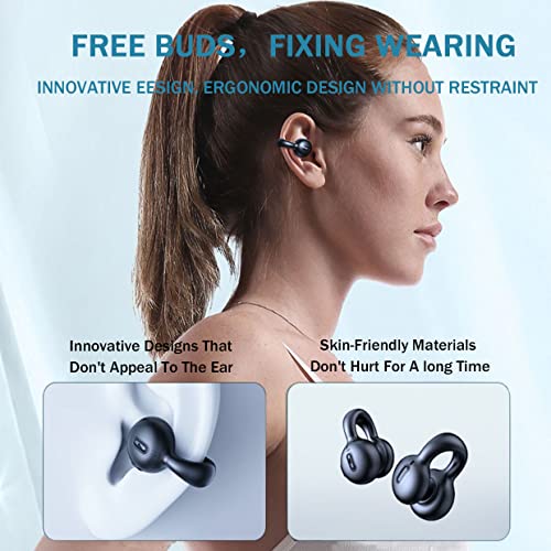 MaxKite Ear Clips Ear Buds Open Ear Headphones Wireless Ear Clip Bone Conduction Earbuds Waterproof Bluetooth 5.3 Sports Work Bone Buds Clip on Outer Headphones Cycling Earpiece for Driving Running