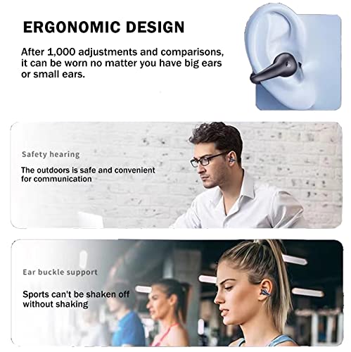 MaxKite Ear Clip Bone Condution Headphones, Ear Clips Ear Buds Open Ear Earbuds for Android iOS Windows, Bone Conduction Earbuds with Earhooks for Sports Workout Running Cycling